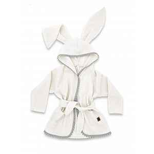 Baby Nellys Dětský mušelínový župan s oušky Bunny - smetanový