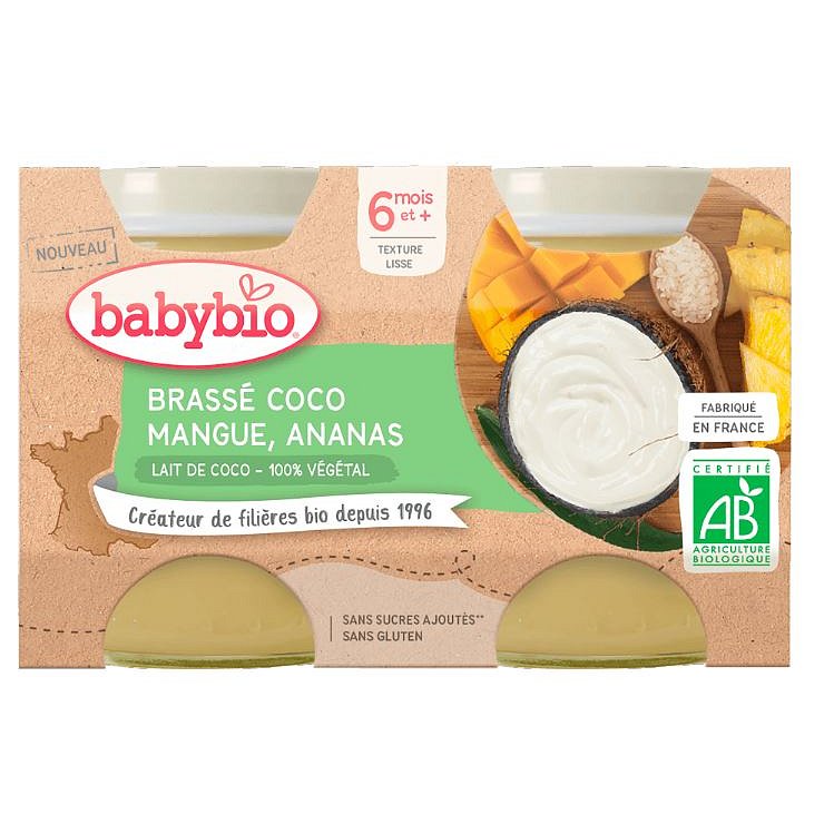 Babybio Brassé z kokosového mléka mango ananas 2x130g