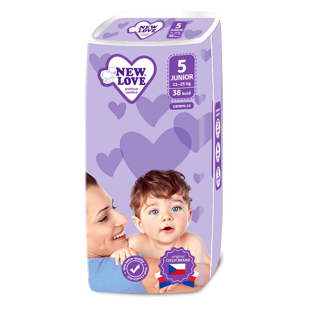 Dětské jednorázové pleny New Love 5 JUNIOR 11-25 kg 38 ks