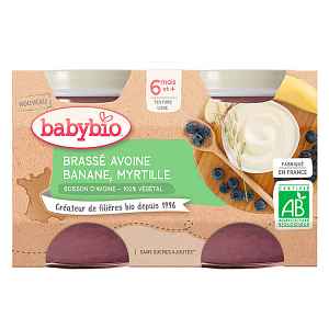 Babybio Brassé z ovesného mléka banán borůvka 2x130g