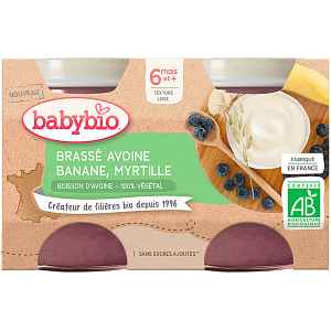 Babybio Brassé z ovesného mléka banán borůvka 2x130g