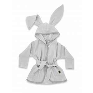 Baby Nellys Dětský mušelínový župan s oušky Bunny - šedý