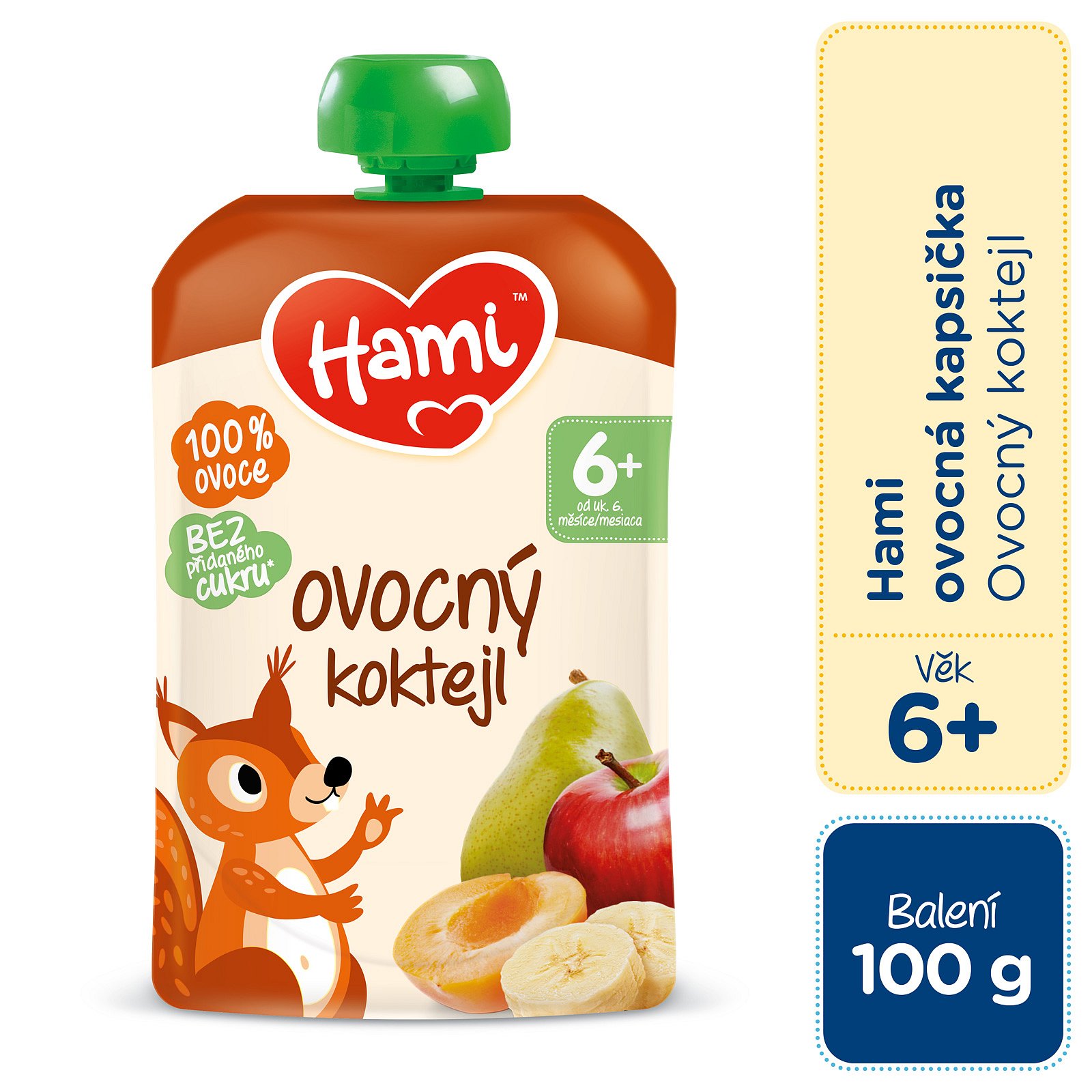 HAMI Kapsička ovocná Ovocný koktejl 100 g, 6+