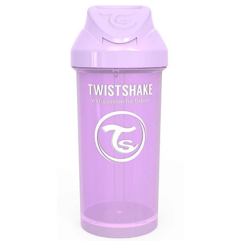 TWISTSHAKE Láhev s brčkem 360 ml (6 m) pastelově fialová