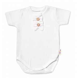 Baby Nellys Kojenecké žebrované body s knoflíčky kr. rukáv, Girl - bílé, vel. 86