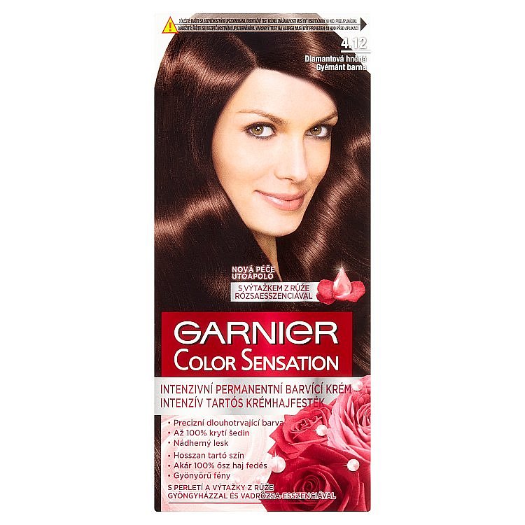 Garnier Color Sensation Intenzivní permanentní barvicí krém  diamantová hnědá 4.12