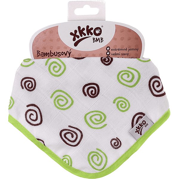 KIKKO Bambusový slintáček/šátek Spirals&Bubbles (1 ks) – lime spirals