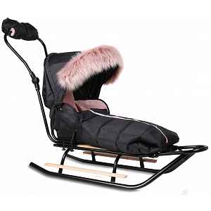 NELLYS Sáňky DELUX s kompletním vybavením + rukávník zdarma - černý,růžový