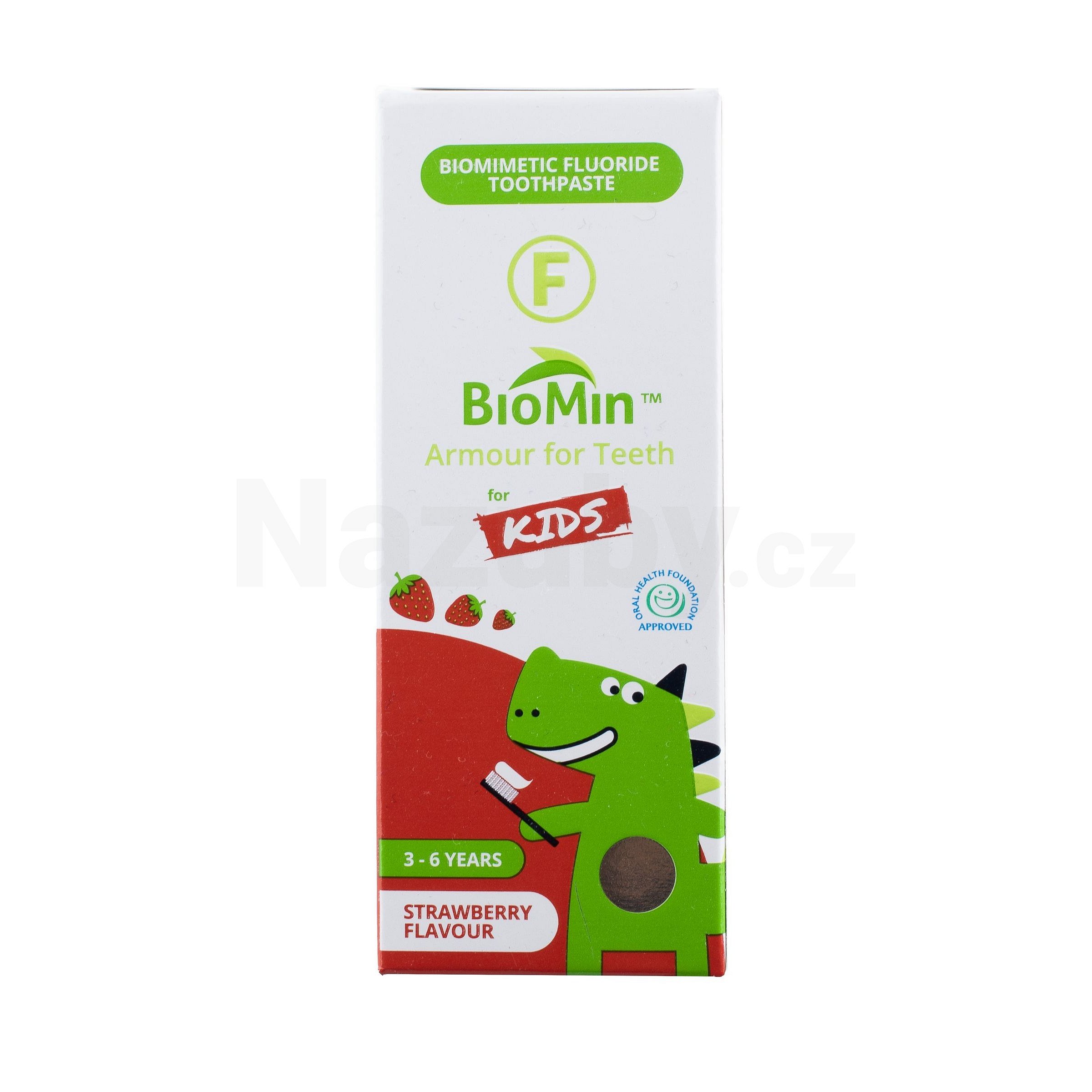BioMin F gelová zubní pasta pro děti, jahoda, 37,5 ml