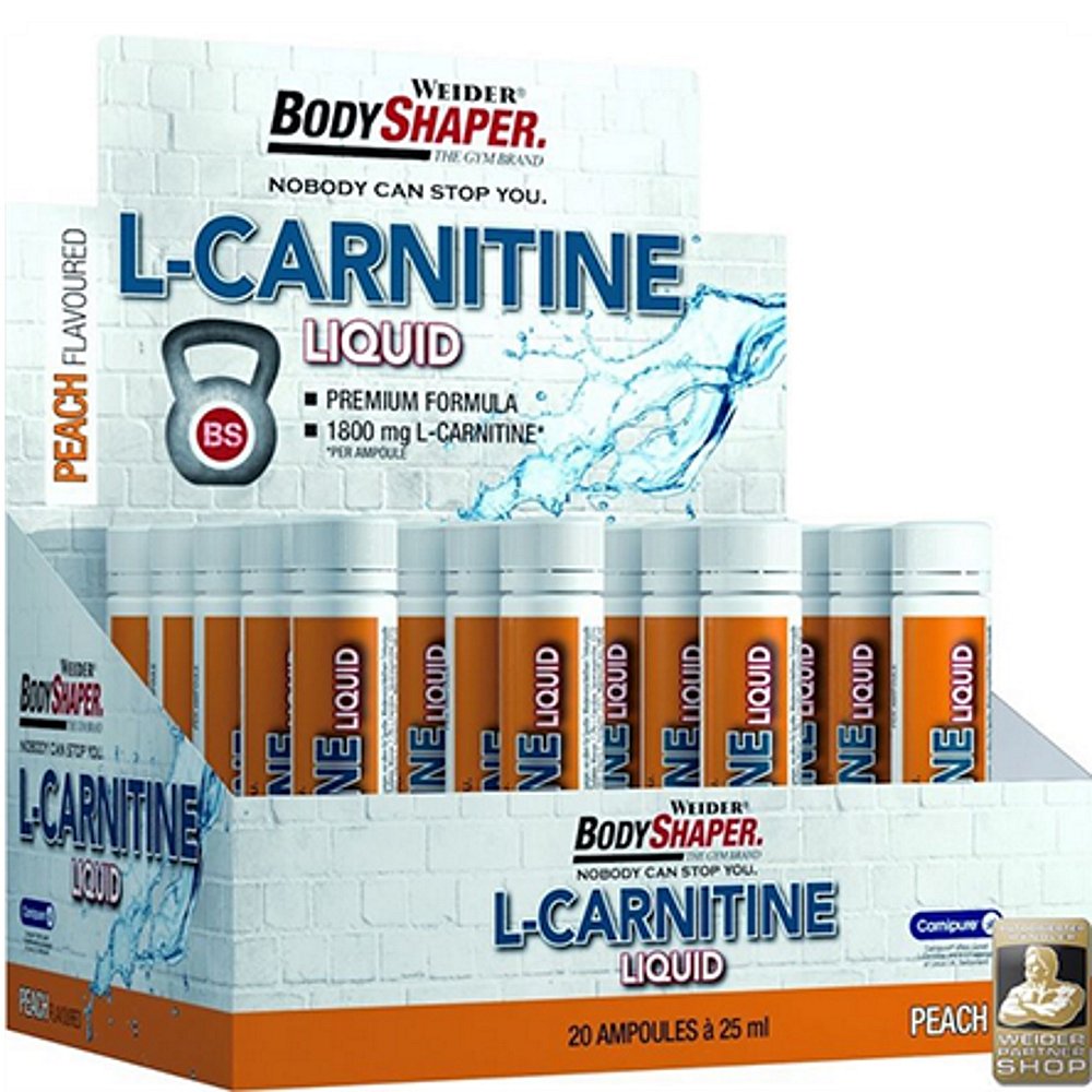 L-Carnitine Liquid, L-carnitin koncentrát, spalovač tuku, ampule 25 ml, Weider - Peach