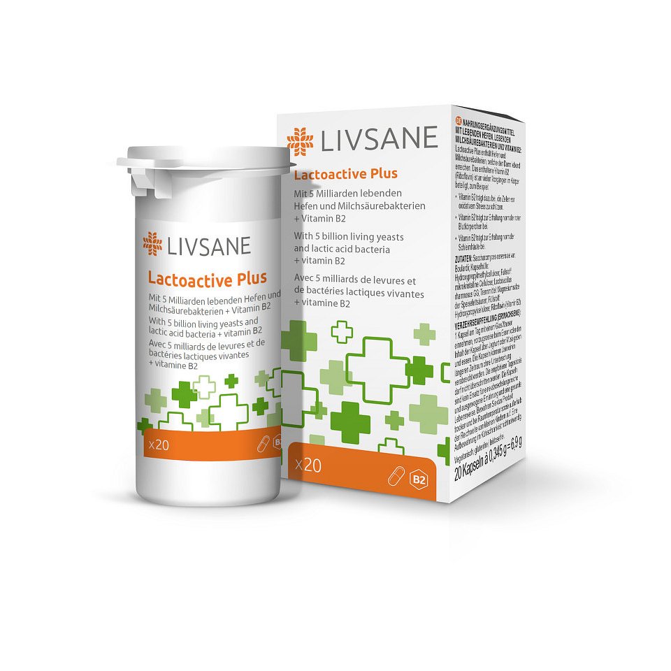 LIVSANE Laktoaktivní kapsle plus vitamín B2 20ks