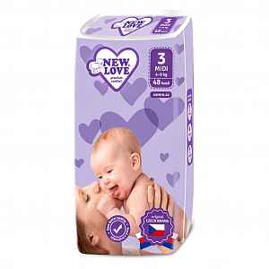 AKCE 4+1 Dětské jednorázové pleny New Love 3 MIDI 4-9 kg