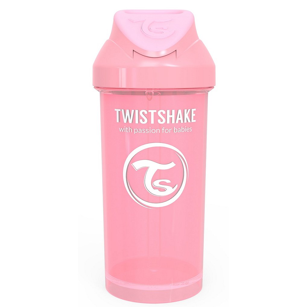 TWISTSHAKE Láhev s brčkem 360 ml (6 m) pastelově růžová