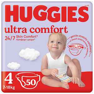 HUGGIES® Pleny jednorázové Ultra Comfort Jumbo 4 (7-18 kg), 50 ks