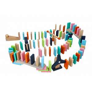 Adam Toys Dřevěné aktivní barevné domino, 128 ks,