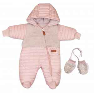 Baby Nellys Zimní prošívaná kombinéza s bavlněnou podšívkou, rukavičky, Made with Love