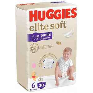 HUGGIES® Kalhotky plenkové jednorázové Elite Soft Pants 6 (15-25 kg), 30 ks