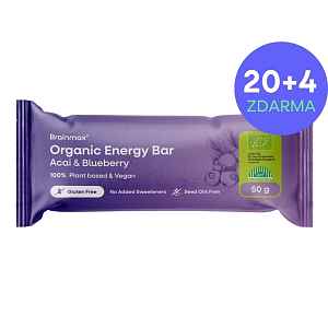 BrainMax® Organic Energy Bar, Acai & Blueberry, 24 x 50 g