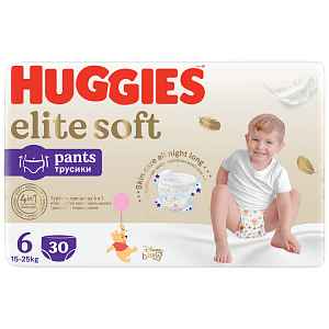 HUGGIES® Kalhotky plenkové jednorázové Elite Soft Pants 6 (15-25 kg), 30 ks