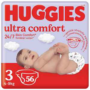 HUGGIES® Pleny jednorázové Ultra Comfort Jumbo 3 (4-9 kg), 56 ks