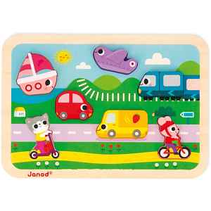Janod Chunky Puzzle Vehicles aktivity vkládačka 18m+ 7 ks