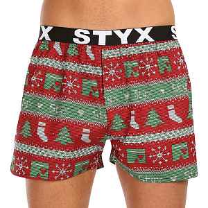 Styx Pánské trenky art sportovní guma Vánoce pletené (B1658) L