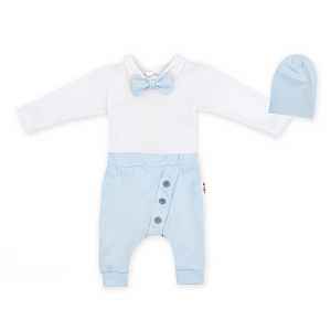 Baby Nellys 3-dílná sada Hubert, body s motýlkem, tepláčky a čepička - sv. modrá, vel. 92 vel.  92