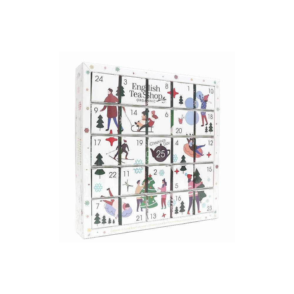 ENGLISH TEA Bílý Adventní kalendář puzzle 25 pyramidek