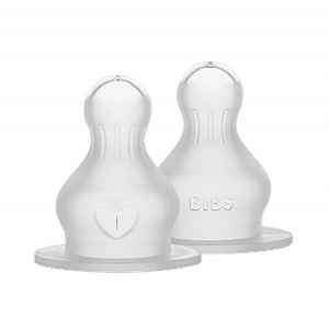 BIBS Savičky silikonové Baby bottle - pomalý průtok