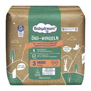 Babydream Ekologické pleny Midi, 5–9 kg, vel. 3 32 ks