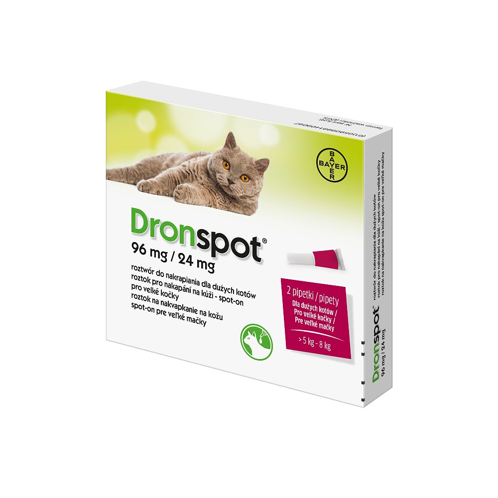 DRONSPOT 96 mg/24 mg spot-on pro kočky 2x1,12 ml