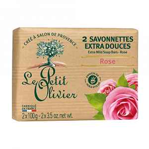 Le Petit Olivier Extra jemné mýdlo Růže 2x100 g
