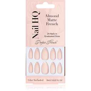 Nail HQ Almond Matte French umělé nehty s lepidlem 24 ks