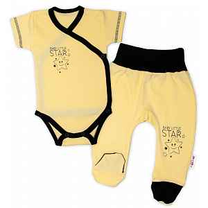 Baby Nellys 2-dílná sada body kr. rukáv + polodupačky, žlutá - Baby Little Star