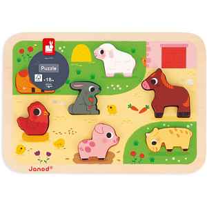 Janod Chunky Farm Puzzle aktivity vkládačka 18m+ 7 ks