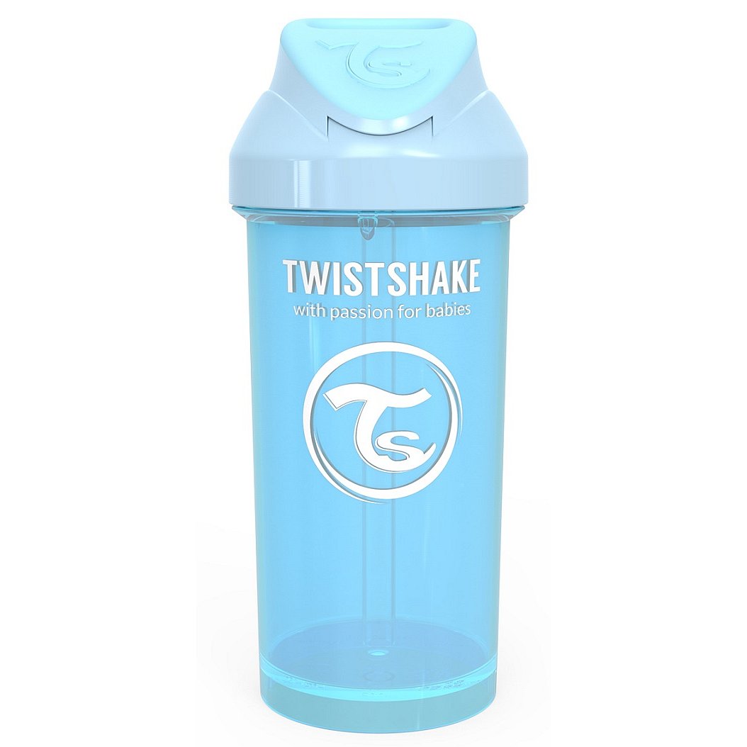 TWISTSHAKE Láhev s brčkem 360 ml (6 m) pastelově modrá