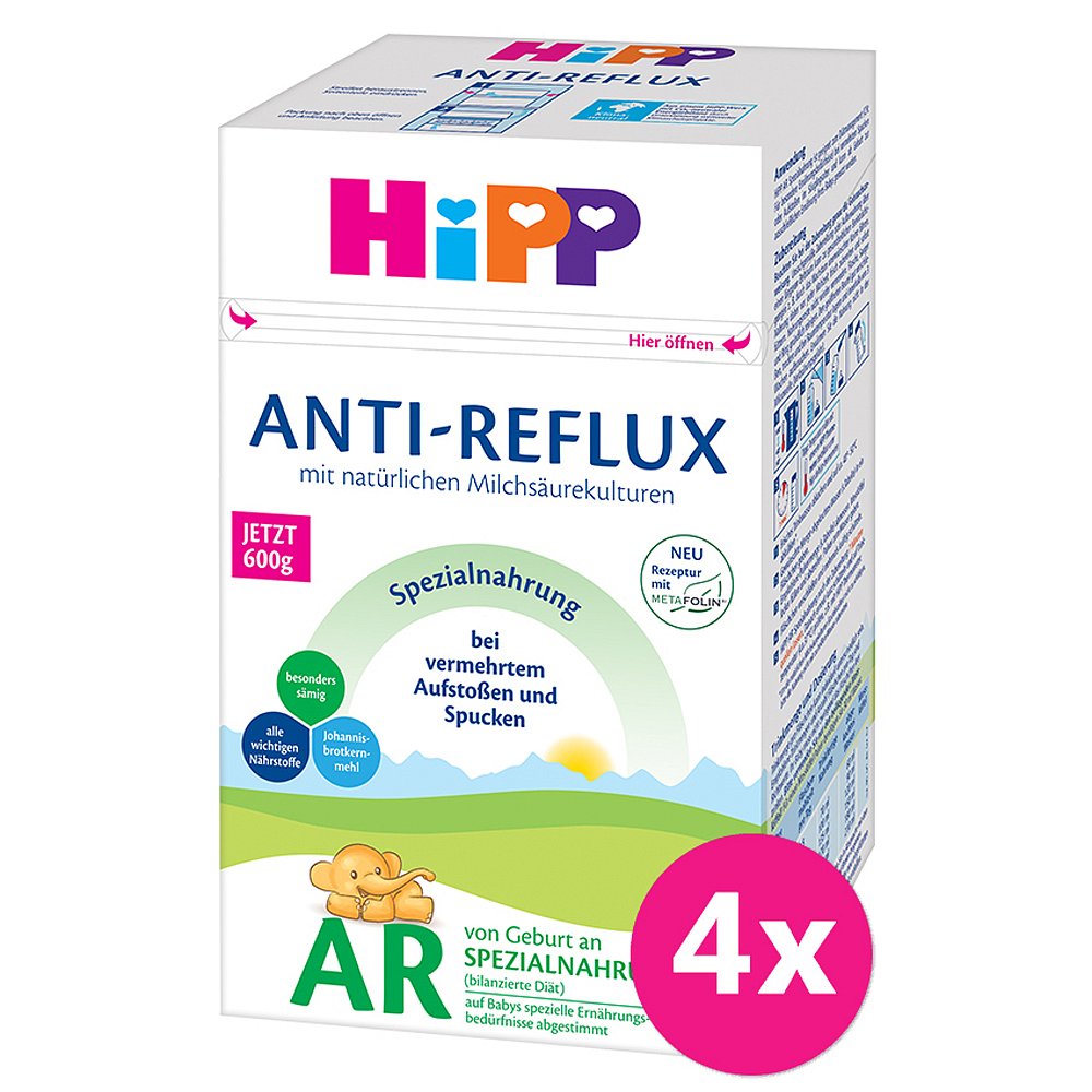 4x HiPP Anti-Reflux Speciální kojenecká výživa od narození 600 g