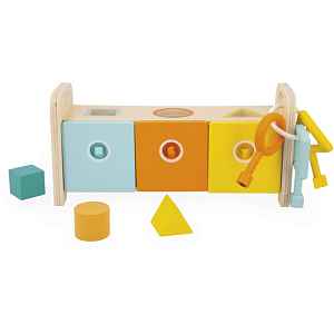 Janod Shape Sorter Box with Keys aktivity vkládačka 18m+ 1 ks
