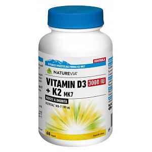 NatureVia Vitamin D3 3000IU + K2 MK7 cps.60