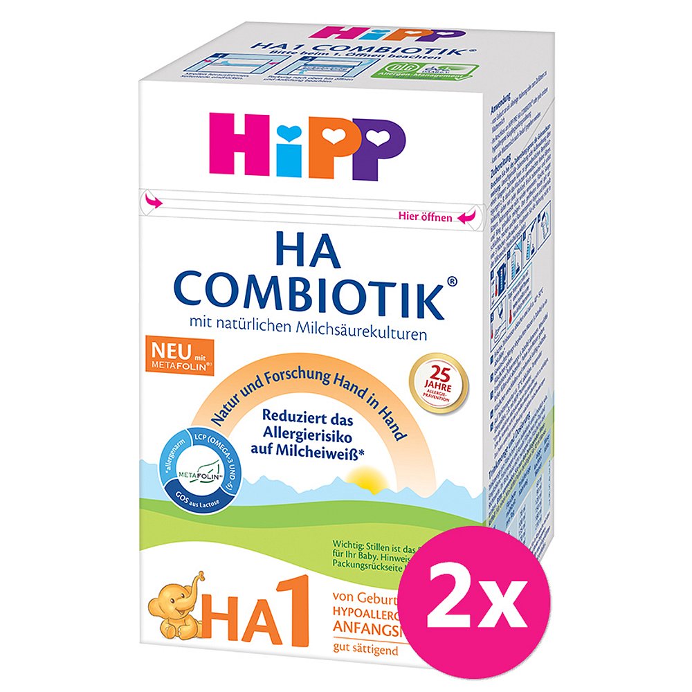 2x HiPP HA 1 Combiotik® Počáteční kojenecká výživa od narození, 600 g