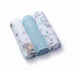BABYONO Pleny bambusové 3 ks Blue, 70x70 cm