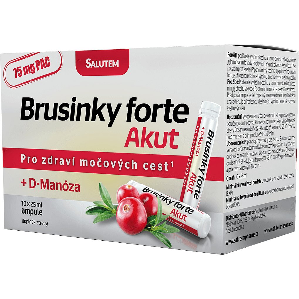 Brusinky Forte Akut 1500mg + D-Manosa 10 ampulí