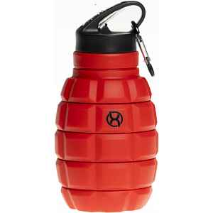 BrainMax Grenade bottle, skládací silikonová láhev na vodu, 580 ml Barva: Červená