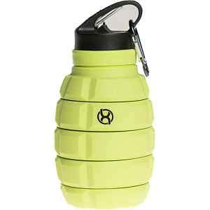 BrainMax Grenade bottle, skládací silikonová láhev na vodu, 580 ml Barva: Zářivě zelená