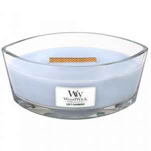 Woodwick Soft Chambray vonná svíčka s dřevěným knotem (hearthwick) 453,6 g