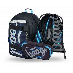 Baagl 3 SET Skate Bluelight: batoh, penál, sáček