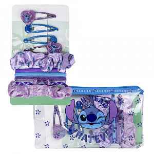 Cerdá Kosmetická taštička s vlasovými doplňky Stitch 10 ks