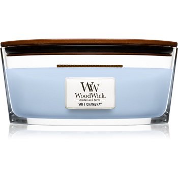 Woodwick Soft Chambray vonná svíčka s dřevěným knotem (hearthwick) 453,6 g