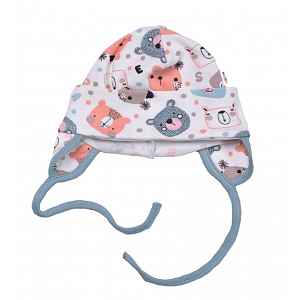 Baby Nellys Čepička na zavazování, bavlna, Space Bear,  pastel mint