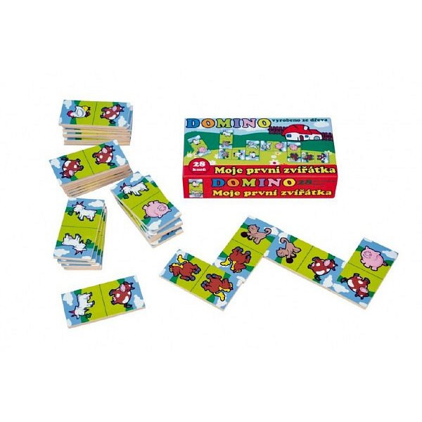 Teddies Domino Moje první zvířátka dřevo společenská hra 28ks